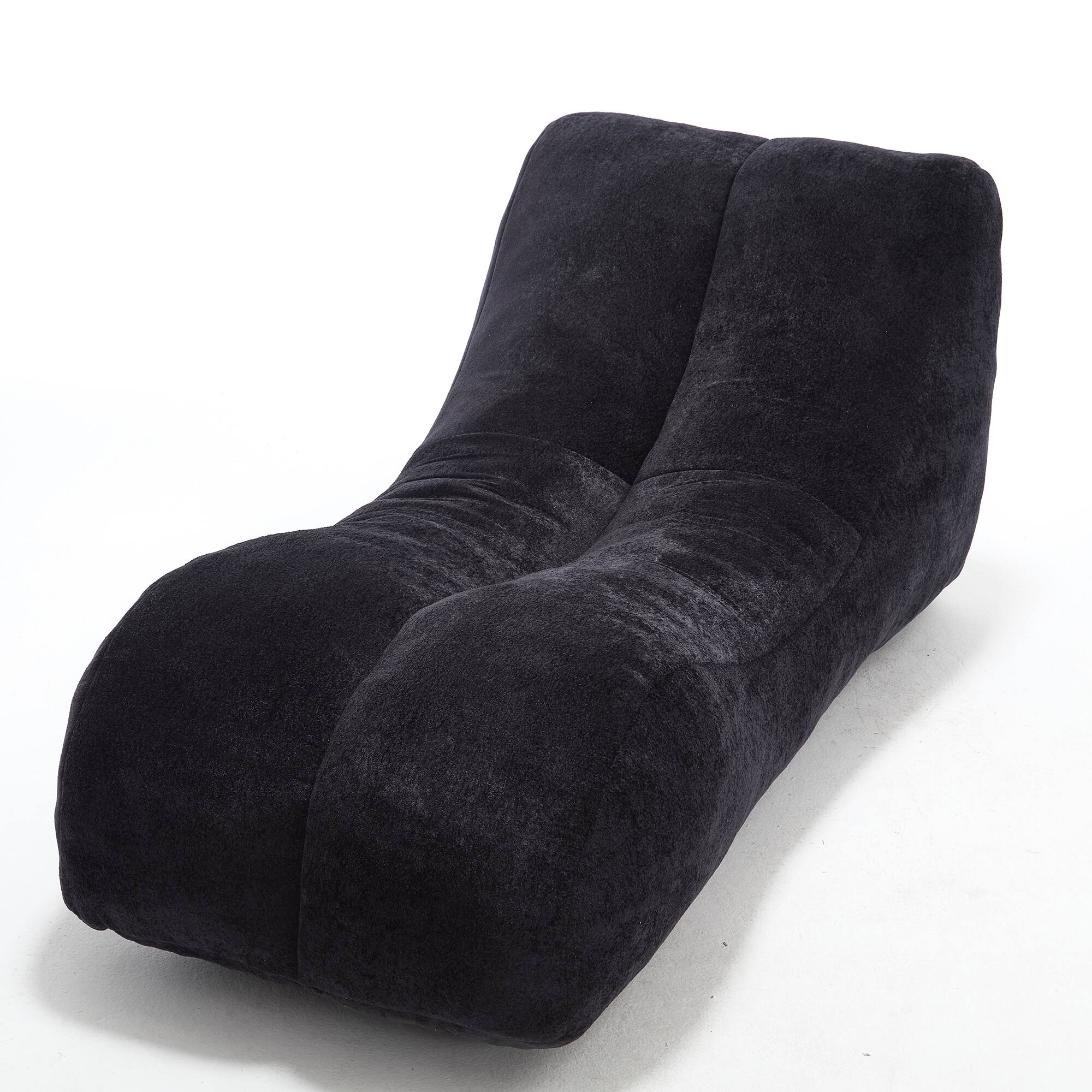 Alt View 4. MOOSOO - Chaise Lounge Chair Indoor, Lazy Bean Bag Chair for Adults, Modern Suede Floor Sofa for Living Room, Bedroom - Black.