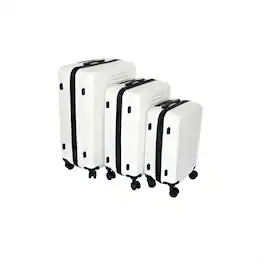 HTUTWOO - Luggage 3-Piece Set (20/24/28) - ABS Hardshell Suitcase, 360° Silent Spinner Wheels, Combination Lock, Ultra Lightweight - White