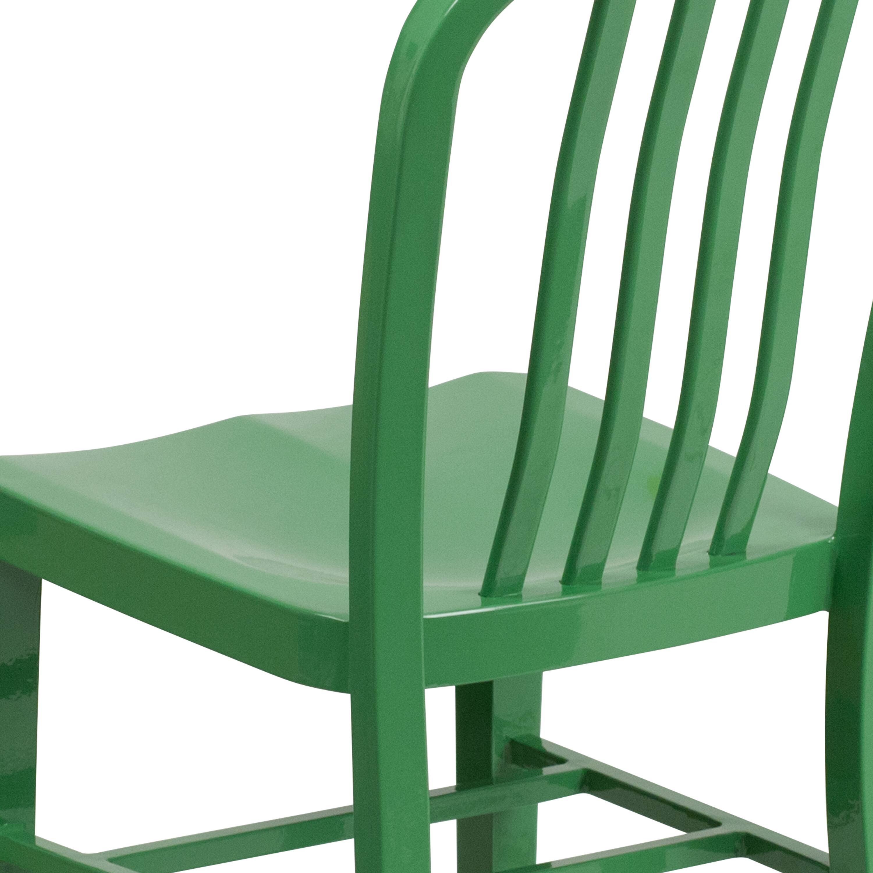 Alt View 8. Emma + Oliver - Commercial Grade Colorful Metal Indoor-Outdoor Chair - Green.
