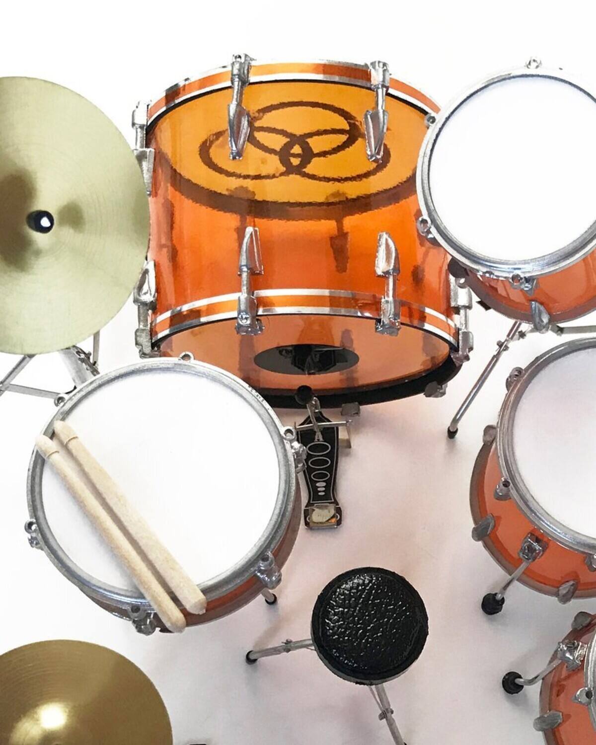 Alt View 3. Axe Heaven - Axe Heaven -John Bonham - Vistalite Transparent Amber Mini Drum Kit Replica Collectible   - Collectibles - Multicolor.