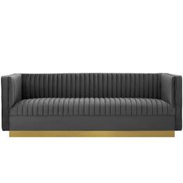 Sanguine Vertical Channel Tufted Performance Velvet Sofa by Modway - Gray
