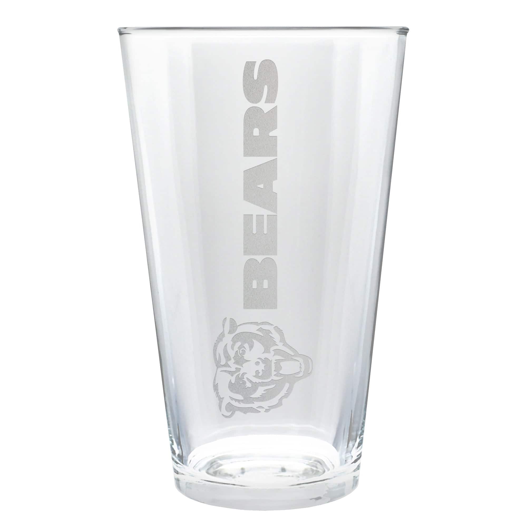Front. Great American Products - Chicago Bears Etched 16oz. Vertical Rally Cry Pint Glass - Multicolor.