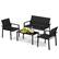 Front. Costway - 4 PCS Outdoor Wicker Patio Furniture Set w/ Heavy-Duty Galvanized Metal Frame - Black.