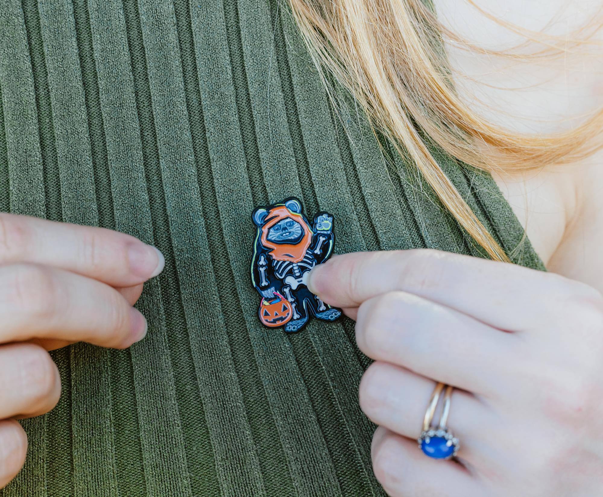 Alt View 4. SalesOne LLC - Star Wars Wicket Skeleton Glow-In-The-Dark Enamel Pin | Toynk Exclusive - Black.