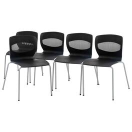 Emma + Oliver - Heavy Duty 770 lb. Capacity Plastic Stack Chair with Steel Sled Base - Black