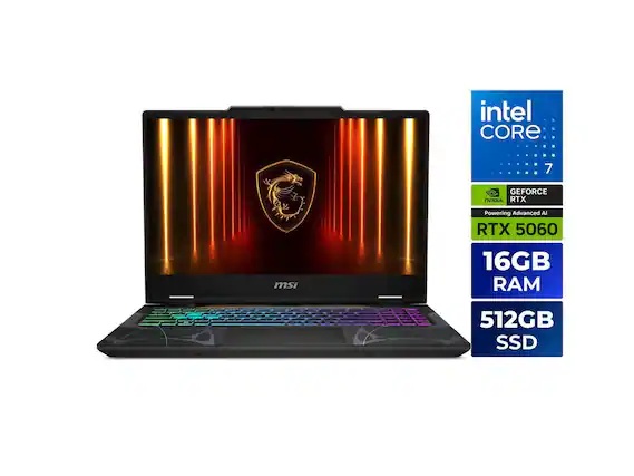 Intel Core 7
NVIDIA GeForce RTX 5060
16GB RAM
512GB SSD