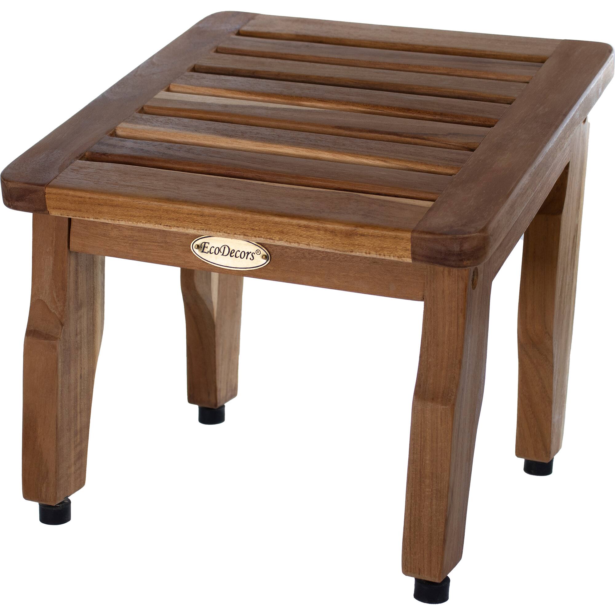 Front. EcoDecors - EcoDecors® Eleganto® 12” Teak Bathroom Shaving Foot Rest - EarthyTeak.