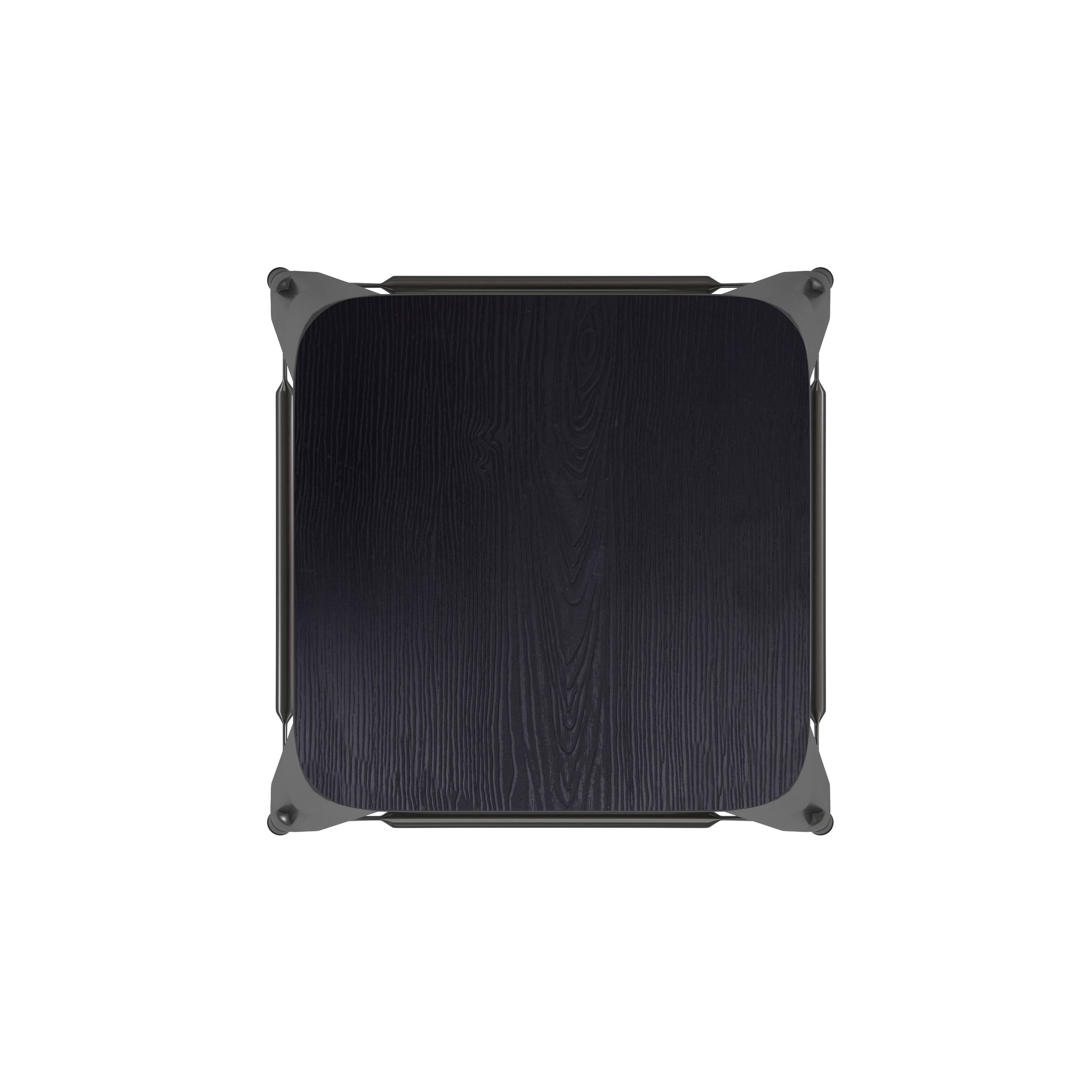 Alt View 9. Emma + Oliver - Kam Backless Metal Indoor-Outdoor Stool with All-Weather Polystyrene Seat - Black Seat/Black Frame.