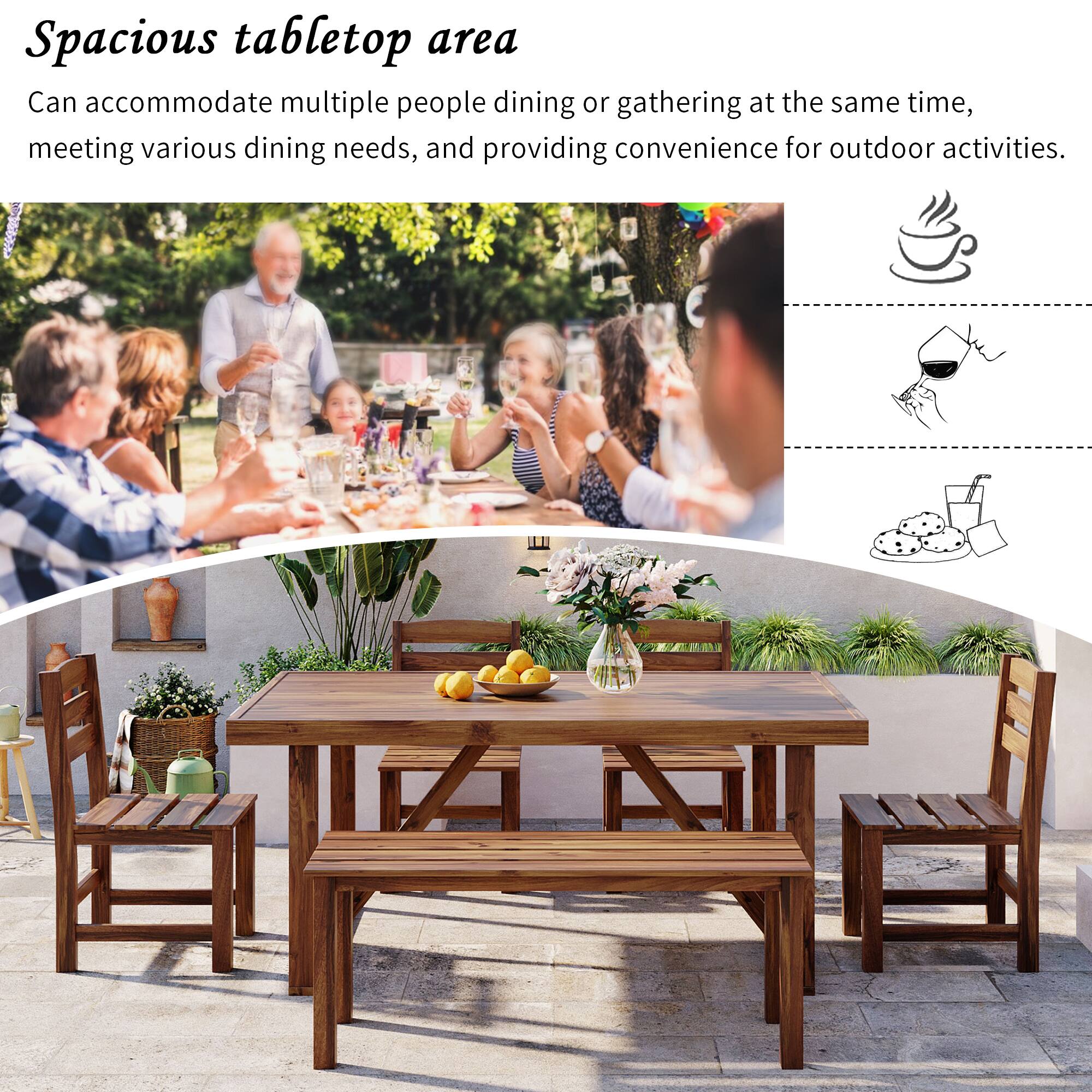 Spacious tabletop area  
Can accommodate multiple people dining or gathering at the same time, meeting various dining needs, and providing convenience for outdoor activities.