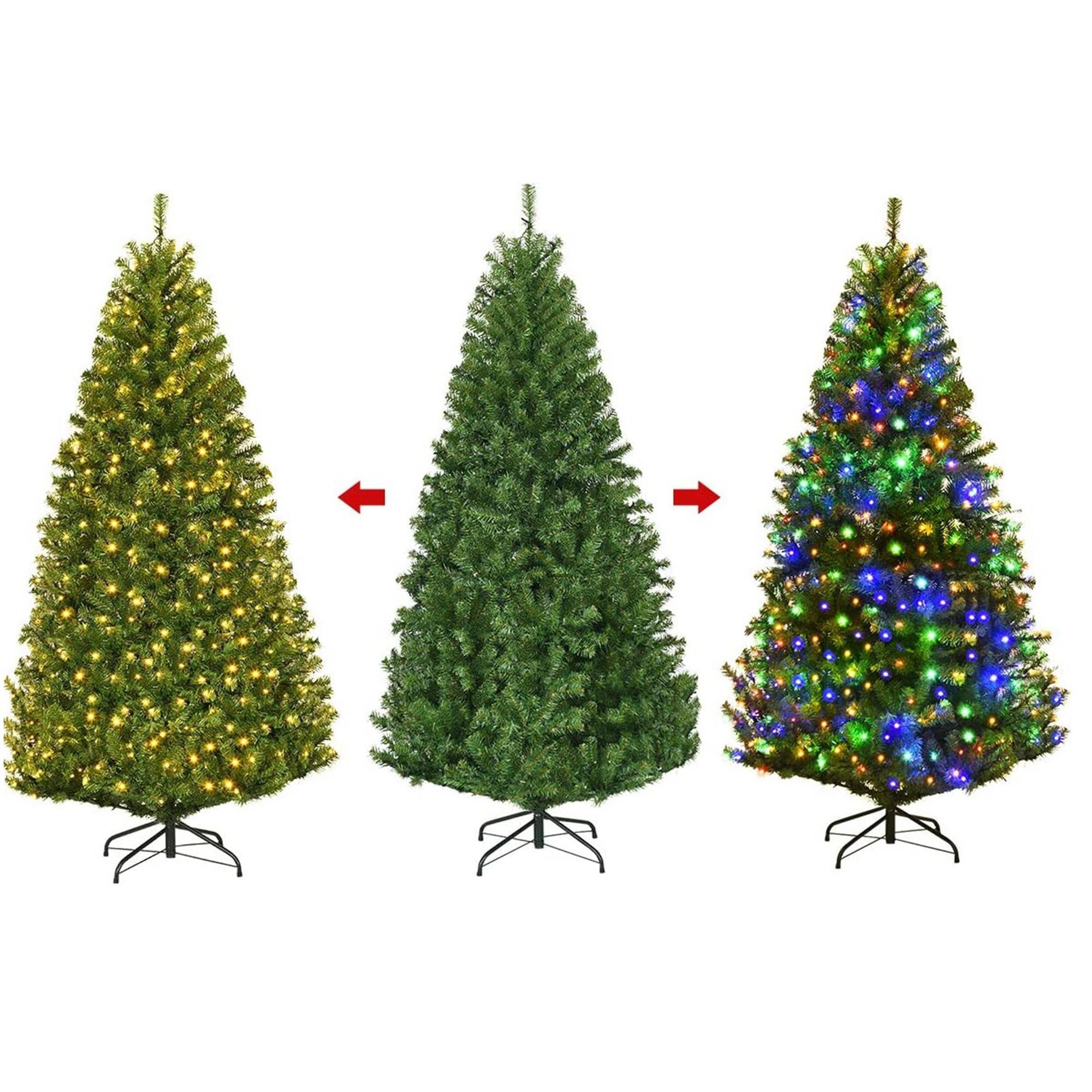 Alt View 4. Gymax - Gymax 6FT Pre-Lit Christmas Tree Hinged Artificial Tree w/ Metal Stand LED Lights - Green.
