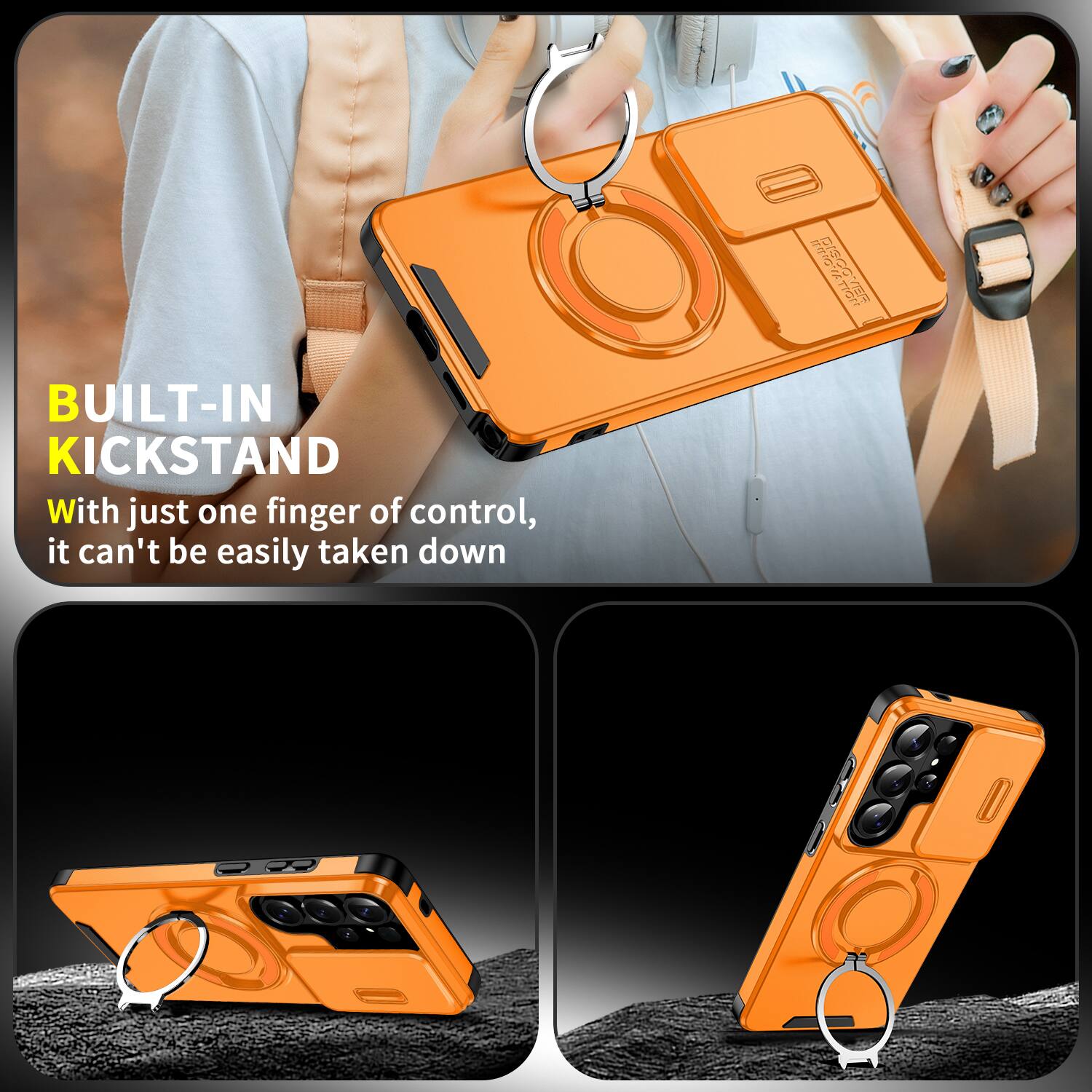 BUILT-IN KICKSTAND

With just one finger of control, it can't be easily taken down