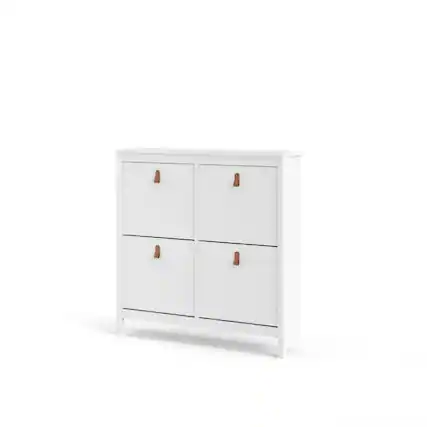 Front. Tvilum - Madrid 4 Drawer Shoe Cabinet - White.