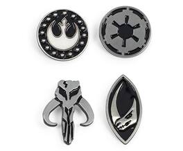 SalesOne LLC - Star Wars: The Mandalorian Symbols 4-Piece Enamel Pin Set | Base Metal Pins - Silver