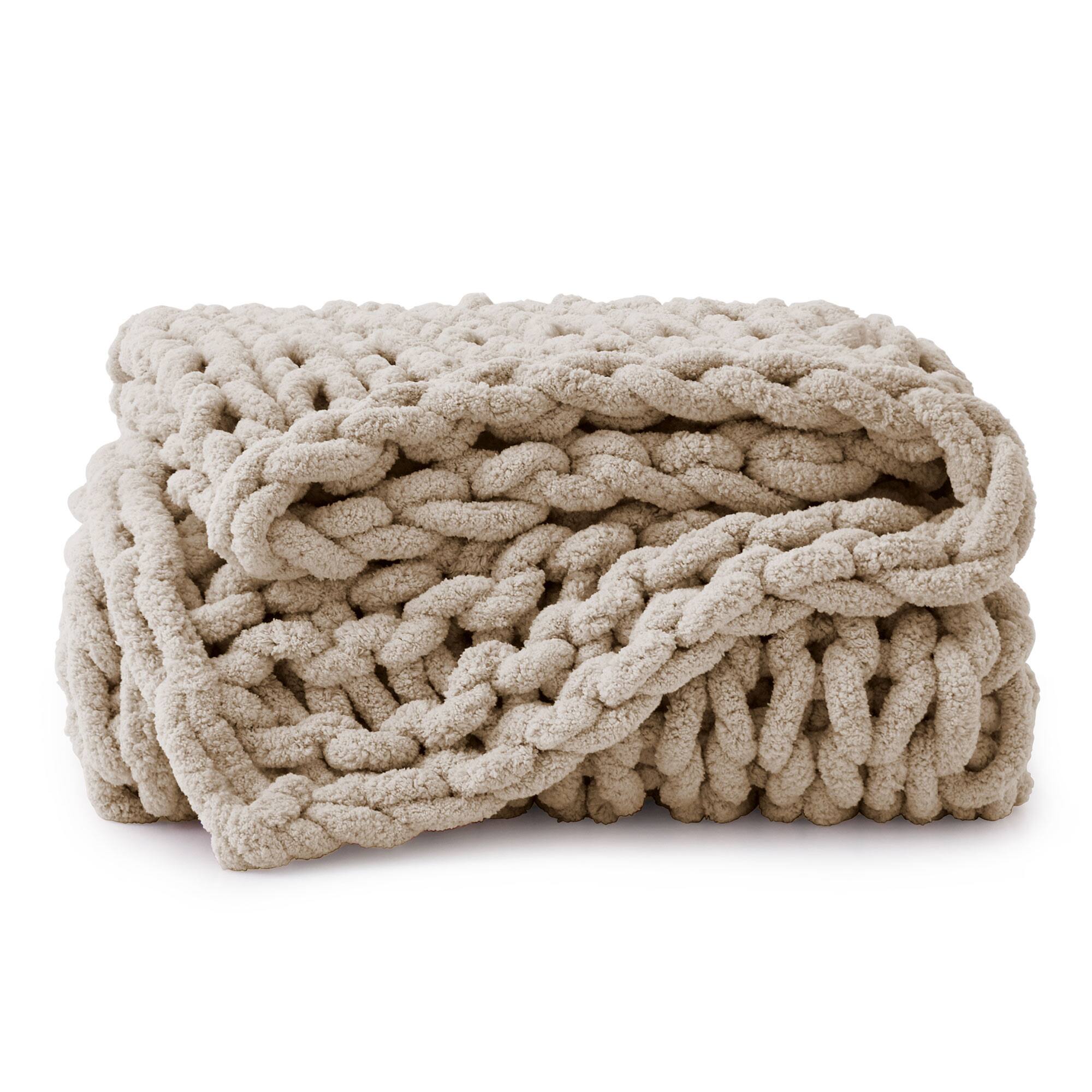 Back. Peace Nest - Peace Nest Handmade Chunky Knit Chenille Yarn Throw Blanket 50"x60", Cream - Cream.