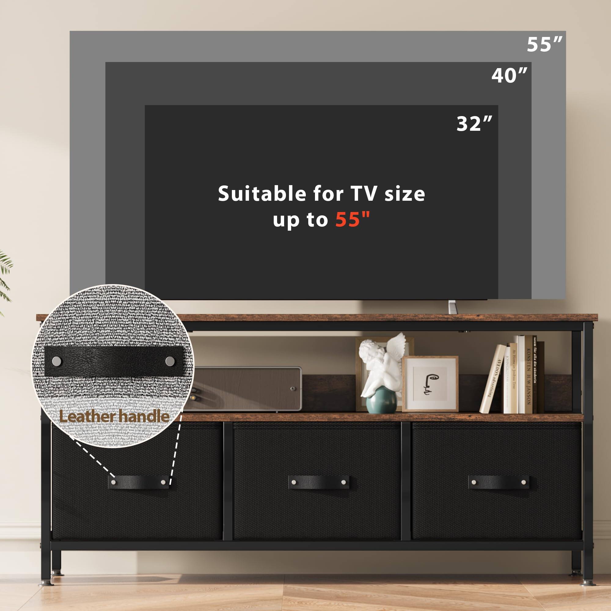 55" 40" 32"  
Suitable for TV size up to 55"  
Leather handle