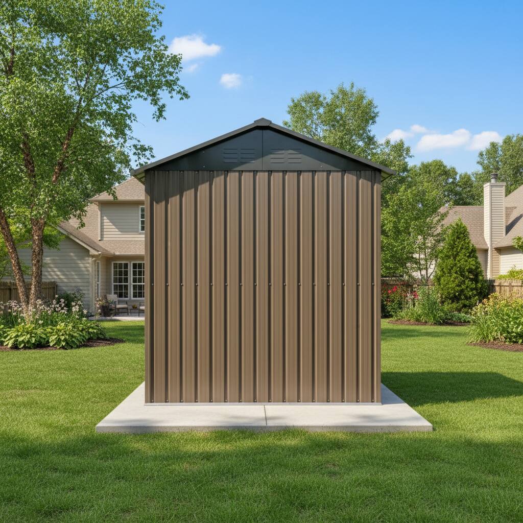 Alt View 3. Loheer - Loheer 8x6 Metal Storage Shed Galvanized Steel Weatherproof Utility Shed with Sliding Door Window Brown Black.