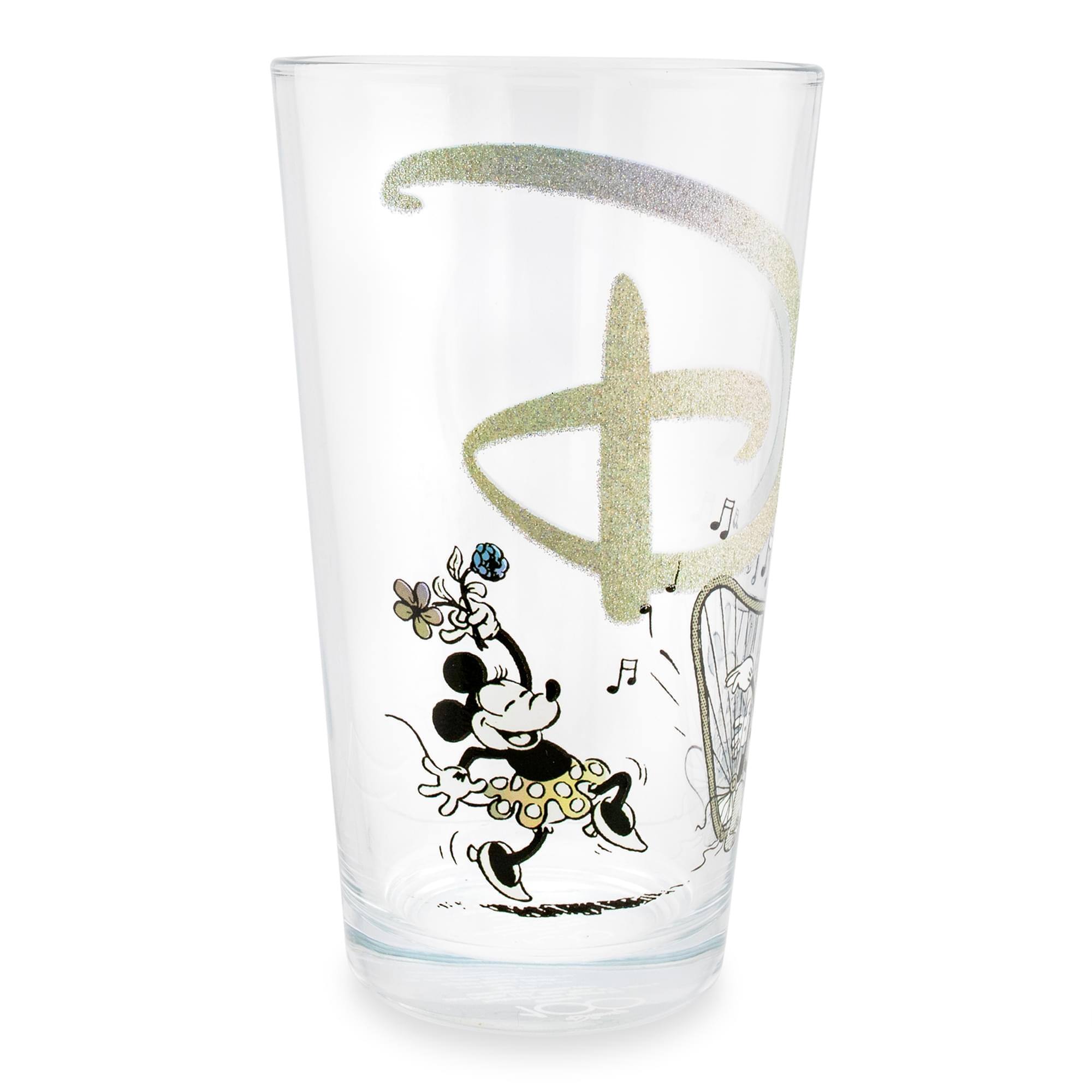 Alt View 1. Disney - Disney 100 Years of Wonder Glitter Pint Glass | Holds 16 Ounces - Black.