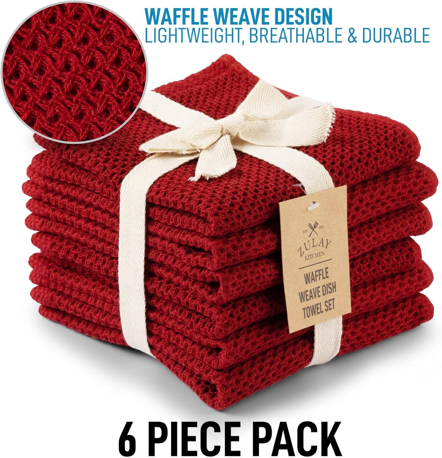 WAFFLE WEAVE DESIGN  
LIGHTWEIGHT, BREATHABLE & DURABLE  

DT ZULAY KITCHEN WAFFLE WEAVE DISH TOWEL SET  

6 PIECE PACK