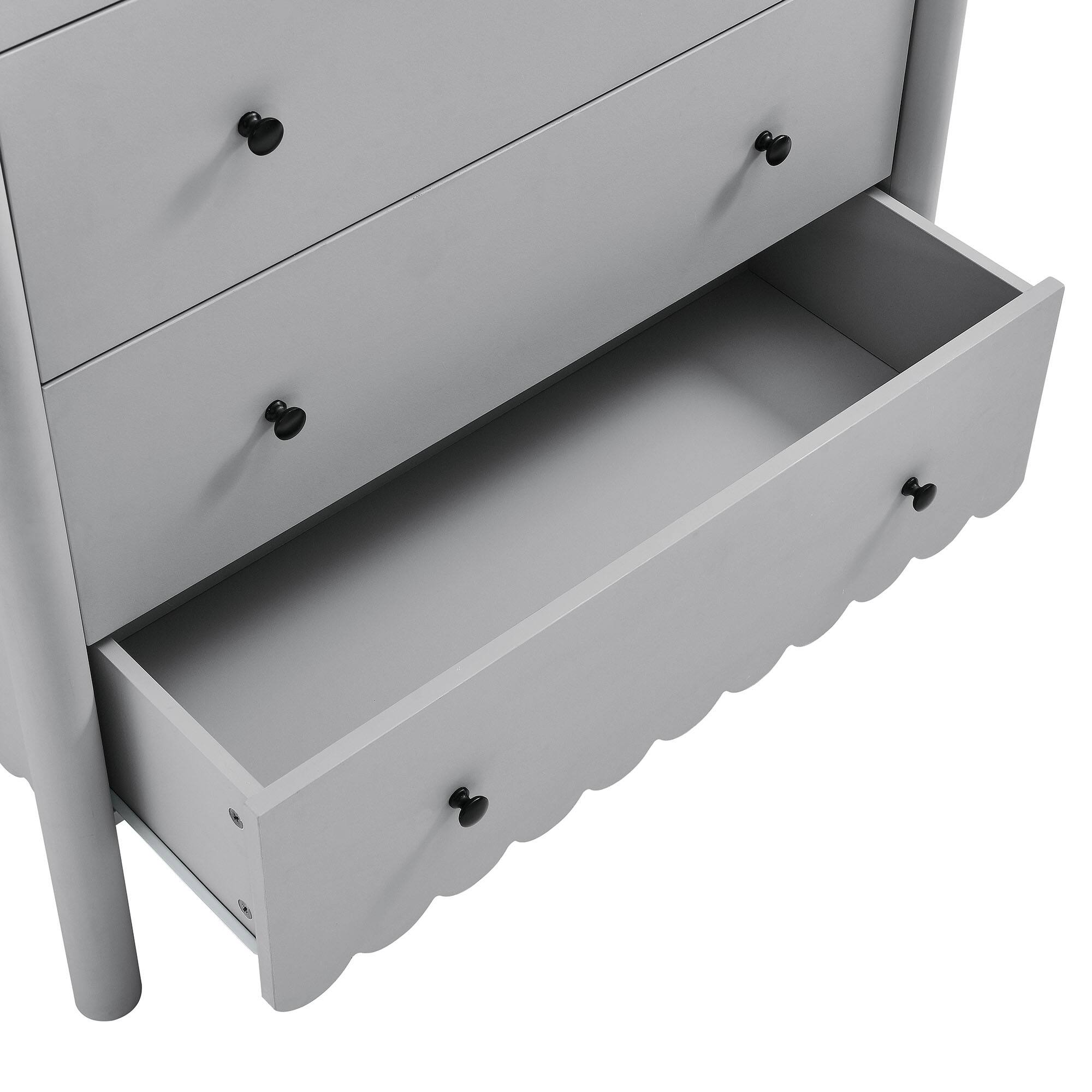 Alt View 4. Modway - Emmeline Scalloped 5-Drawer Chest by Modway - Light Gray.