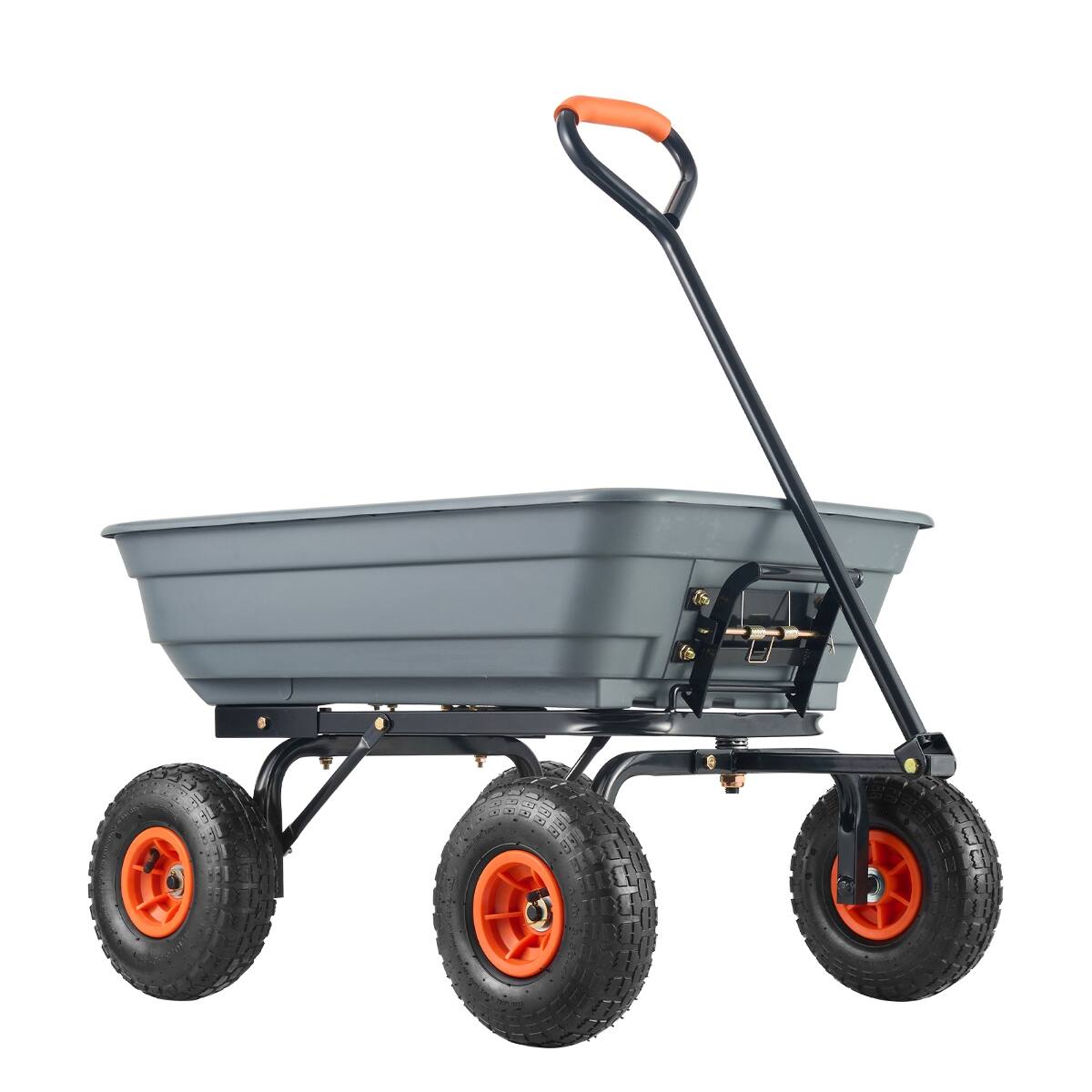 Alt View 5. Loheer - Loheer Poly Garden Dump Cart with Easy to Assemble Steel Frame, Utility Wheelbarrow 600 lbs Capacity, Black.