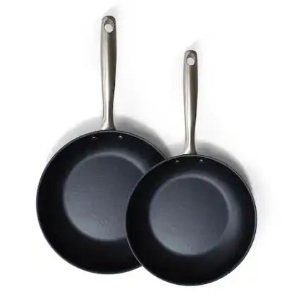Front. Alva - Alva Black Angus Carbon Steel Frying Pan 2-Piece Set - Pre-Seasoned, Oven Safe and Toxin-Free Cookware - Blue.