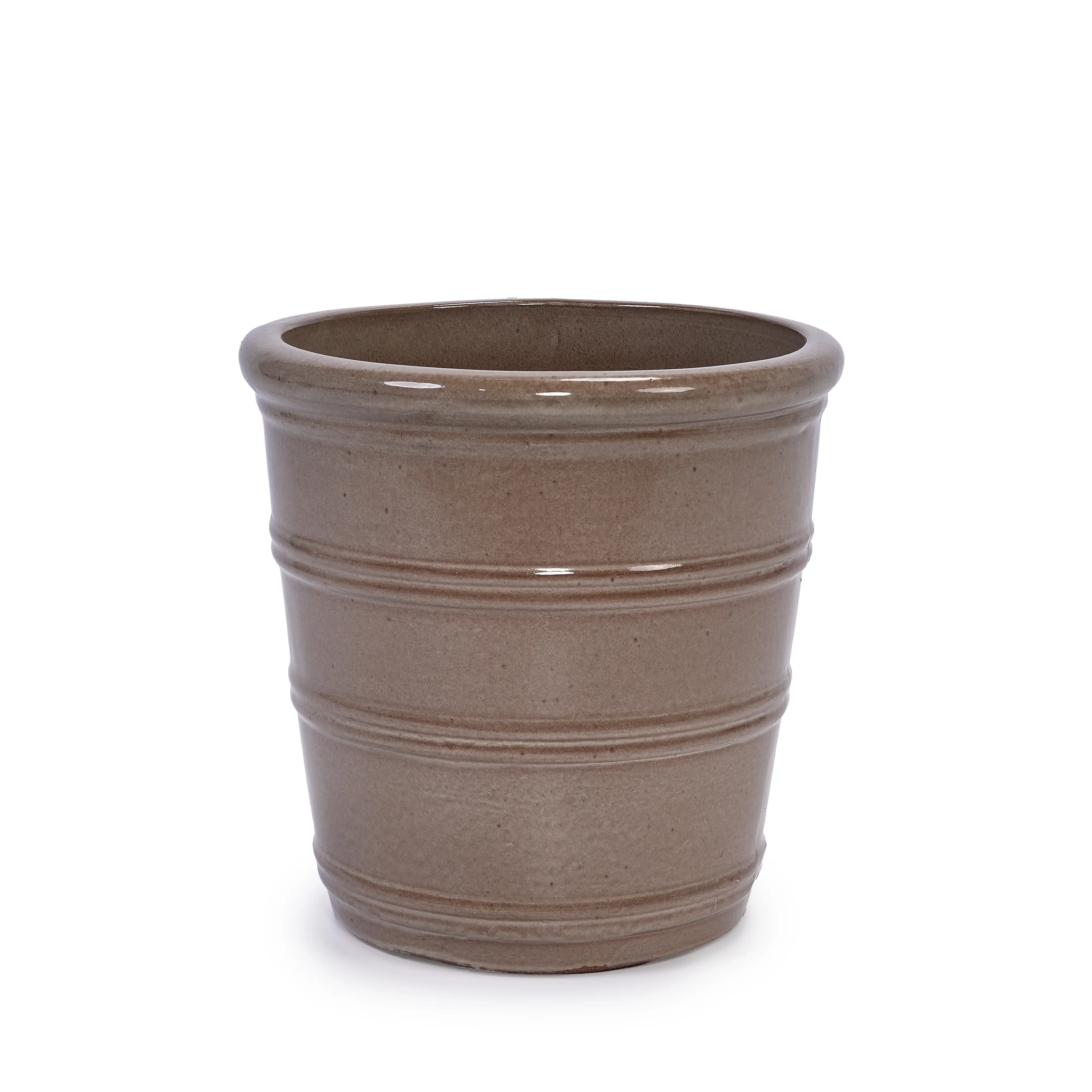 Alt View 5. Loheer - Ceramic Planter Set Loheer Handmade Taupe Plant Pots Set of 3 for Succulents Herbs Indoor Outdoor 16 13 10 Inch.