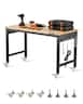 VEVOR - 48-Inch Adjustable Workbench, 2000 lbs Load, Work Bench with Power Outlet, Wheels, and Pegboard - Black