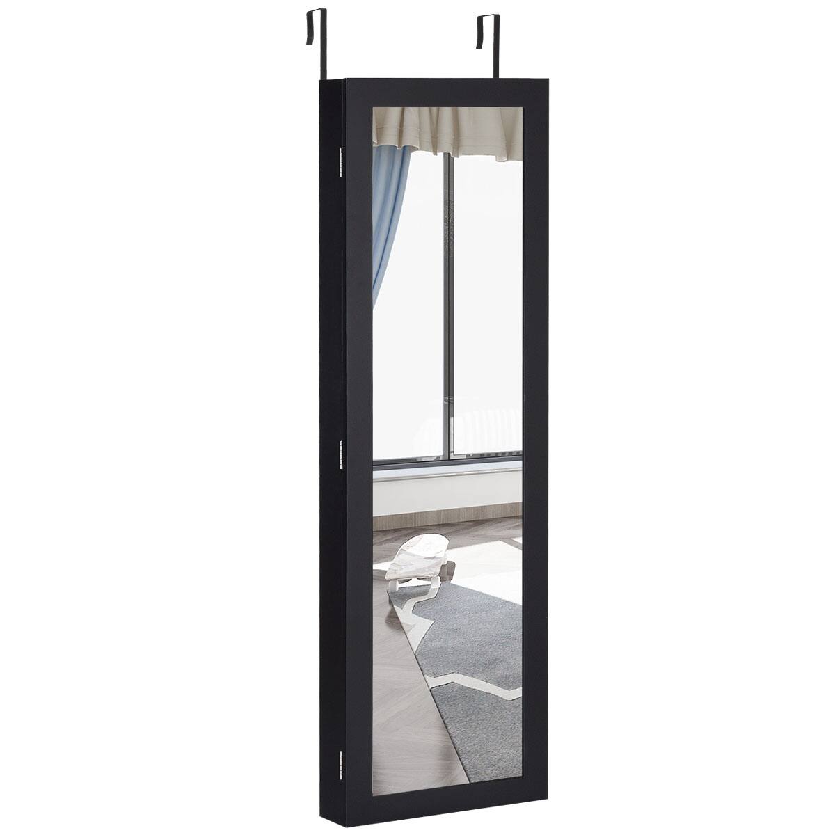 Alt View 19. Costway - Wall Door Mounted Mirrored Jewelry Cabinet Storage Organizer-Black - Black.