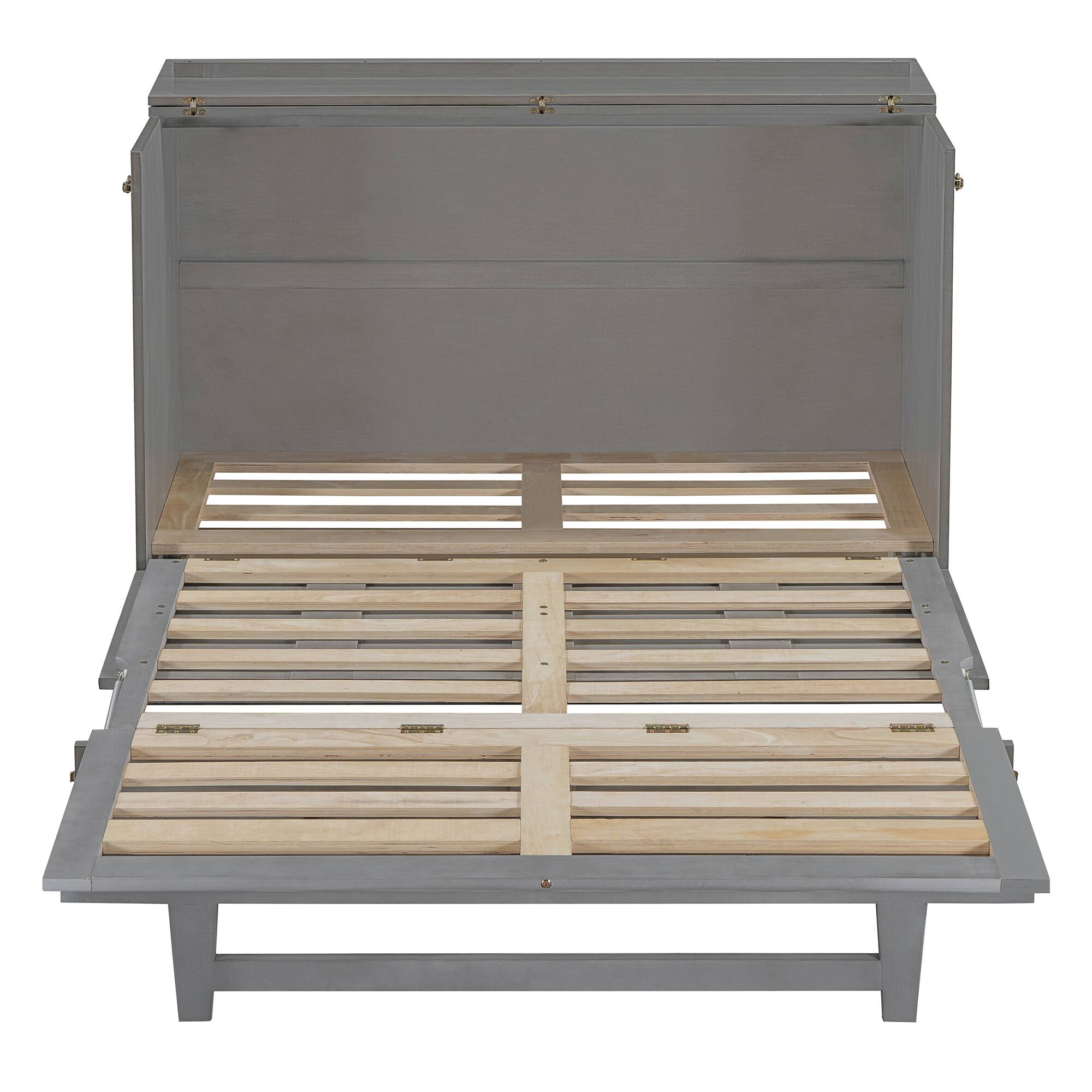 Alt View 8. Tiramisubest - Full Size Murphy Bed, Gray, 76x56x43 inches, Space-Saving - Gray.