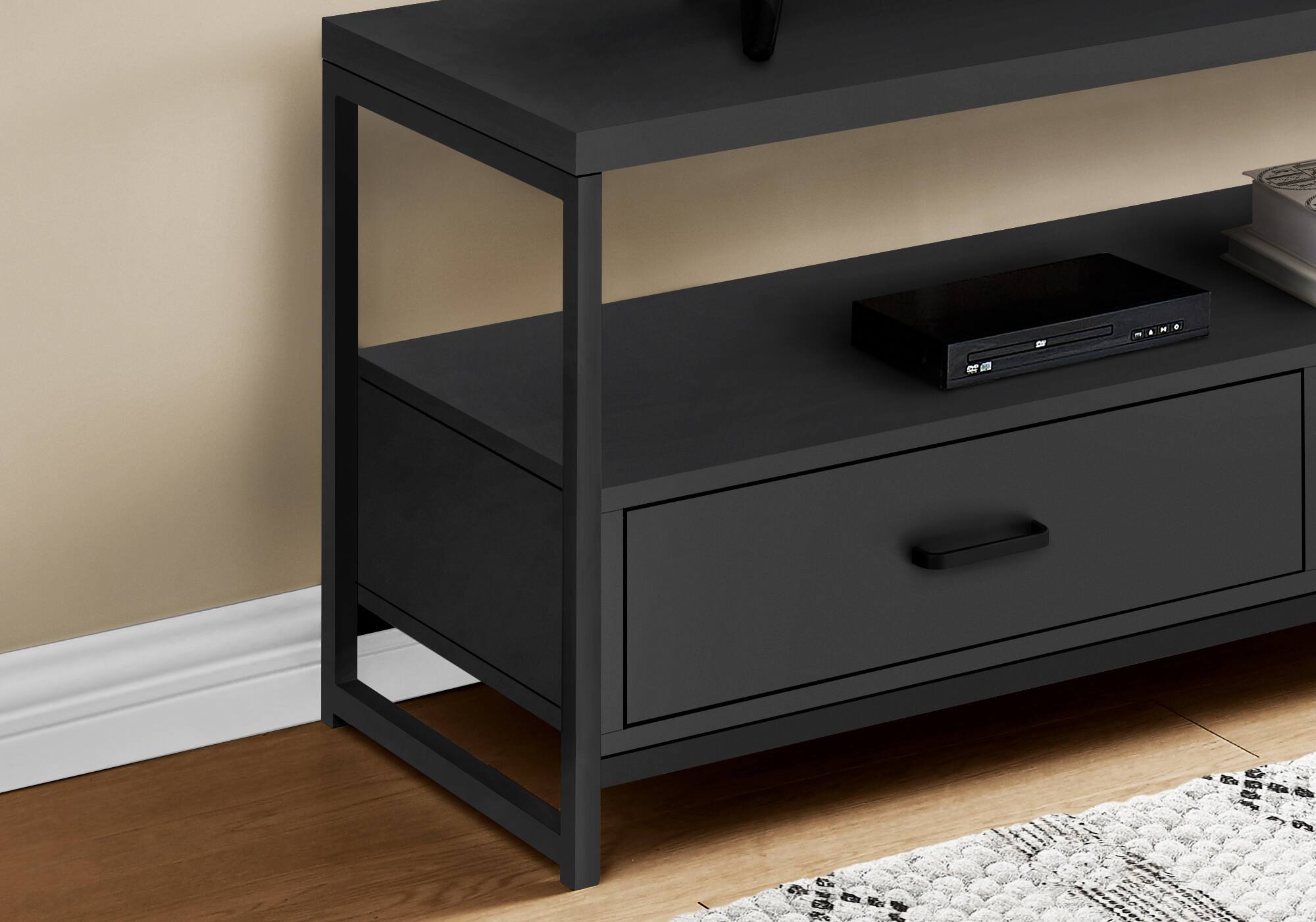 Back. Spaco - Spaco TV Stand for TVs Up to 55 Inch, 48” Modern Media Console with Metal Frame, 2 Storage Drawers, Compact Design - Wood.