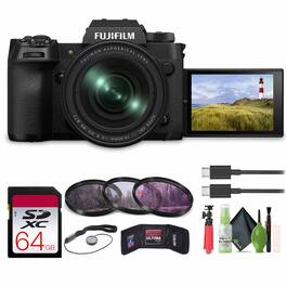 Fujifilm - X-H2 Mirrorless Camera with 16-80mm Lens, 64GB Memory Card, Bundle - Black