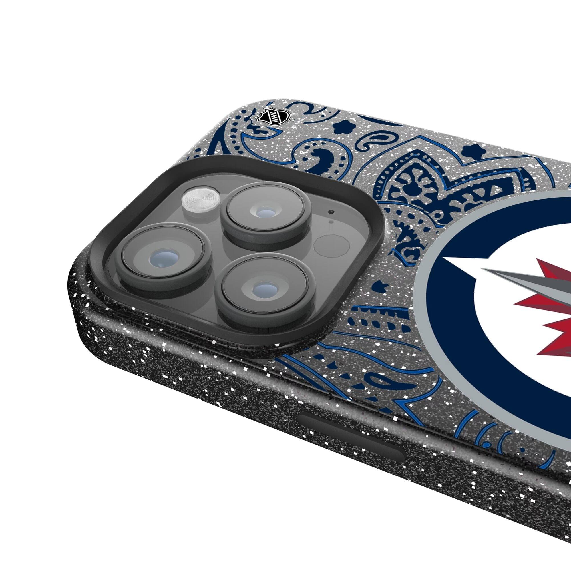 Alt View 2. Keyscaper - Black Winnipeg Jets Paisley Bling iPhone Case - 15 - Black.