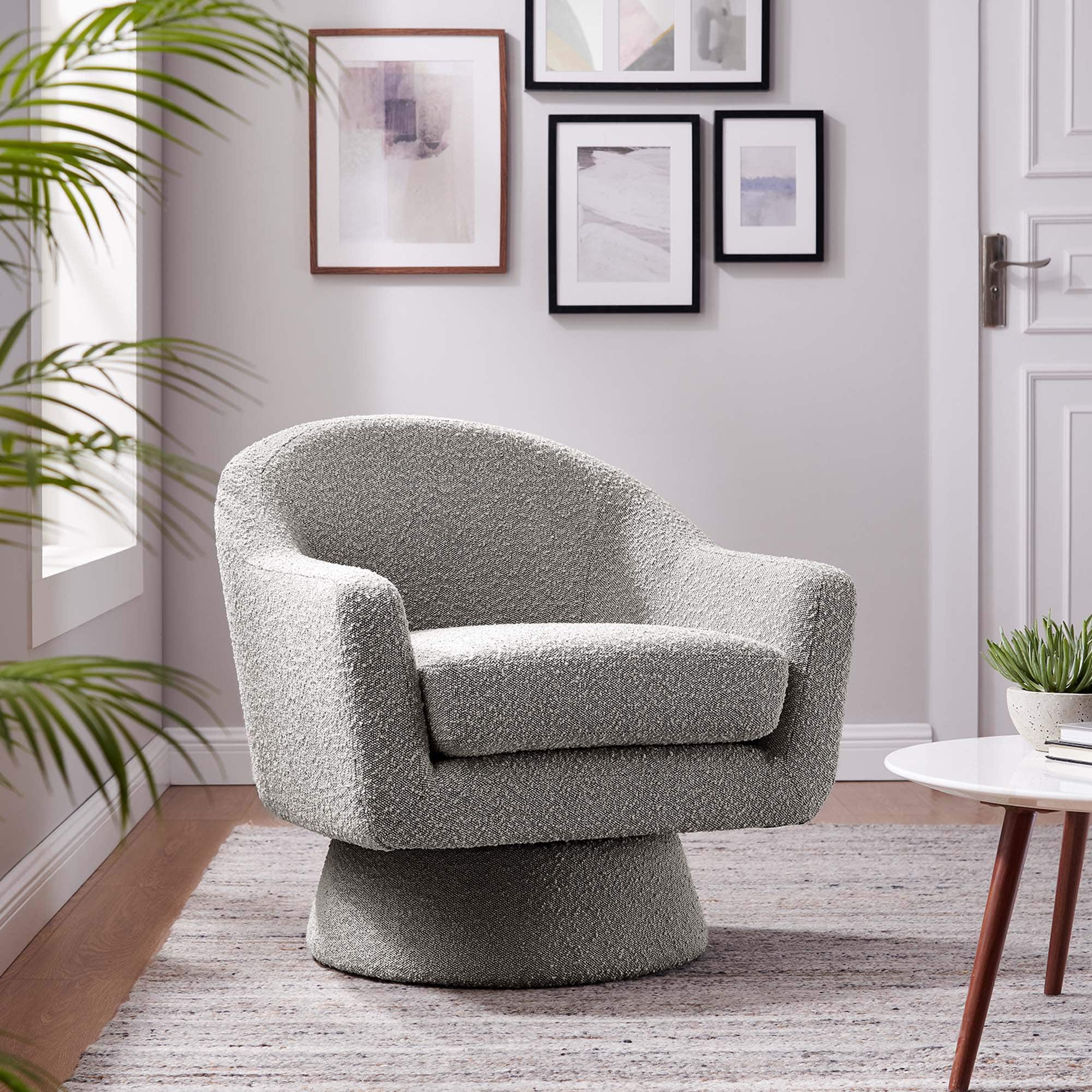 Astral Boucle Fabric Swivel Chair by Modway - Taupe