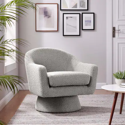 Front. Modway - Astral Boucle Fabric Swivel Chair by Modway - Taupe.