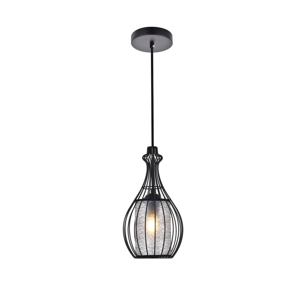 Back. Living District - Miya 1 Light Black Pendant - Black.