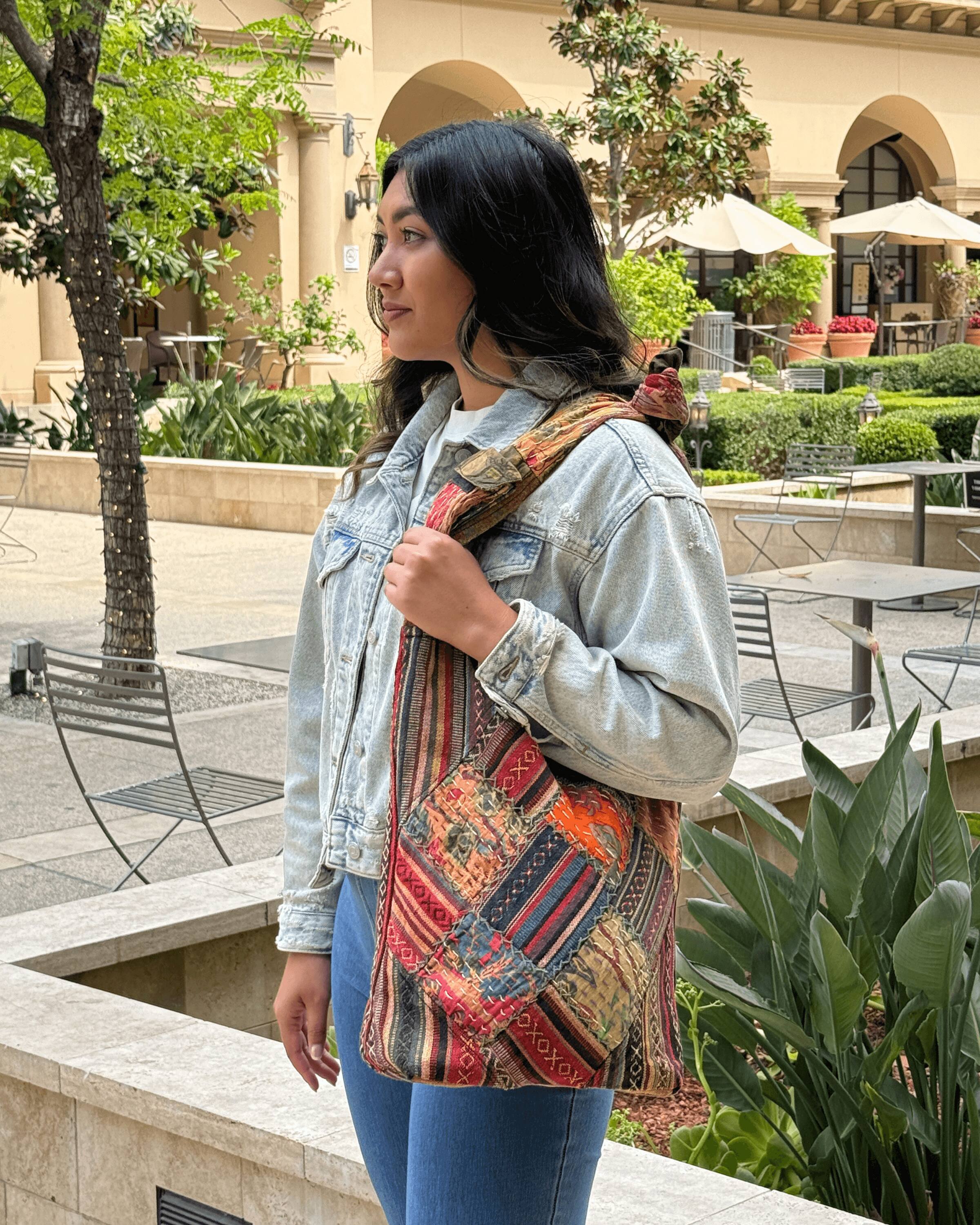 Alt View 8. Kathmandu Collection - Quilted Patchwork Hobo Bag - Quilt Multicolor.