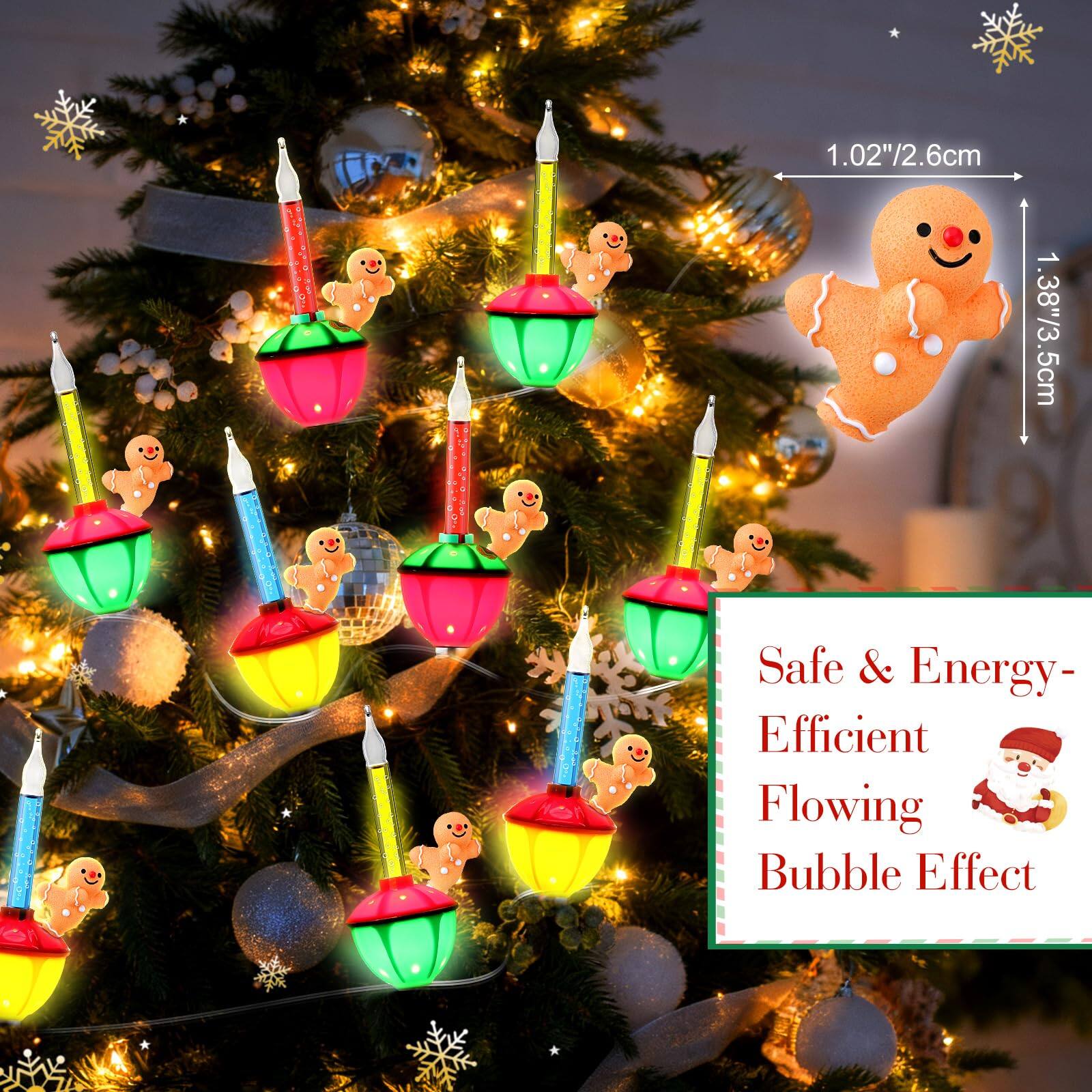 1.02"/2.6cm  
1.38"/3.5cm  

Safe & Energy-Efficient Flowing Bubble Effect