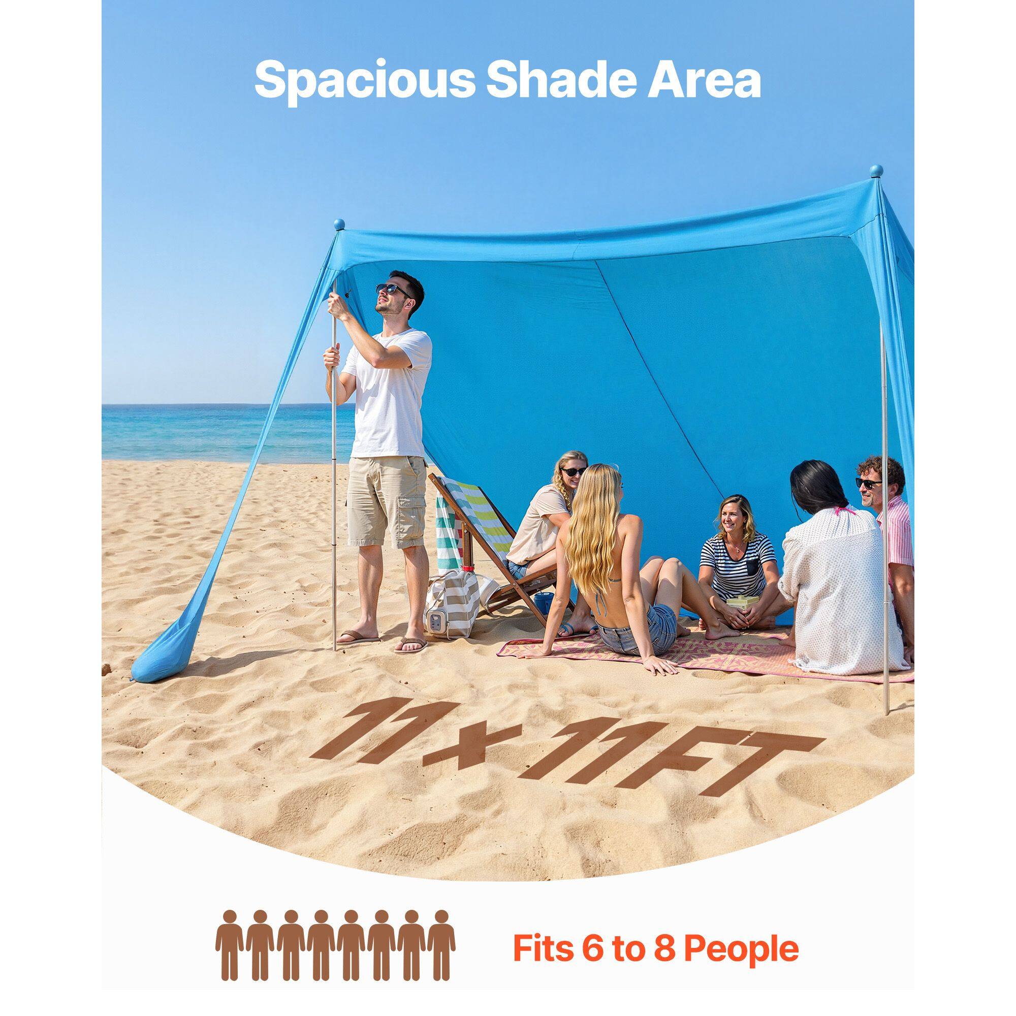 Spacious Shade Area 11x11FT Fits 6 to 8 People