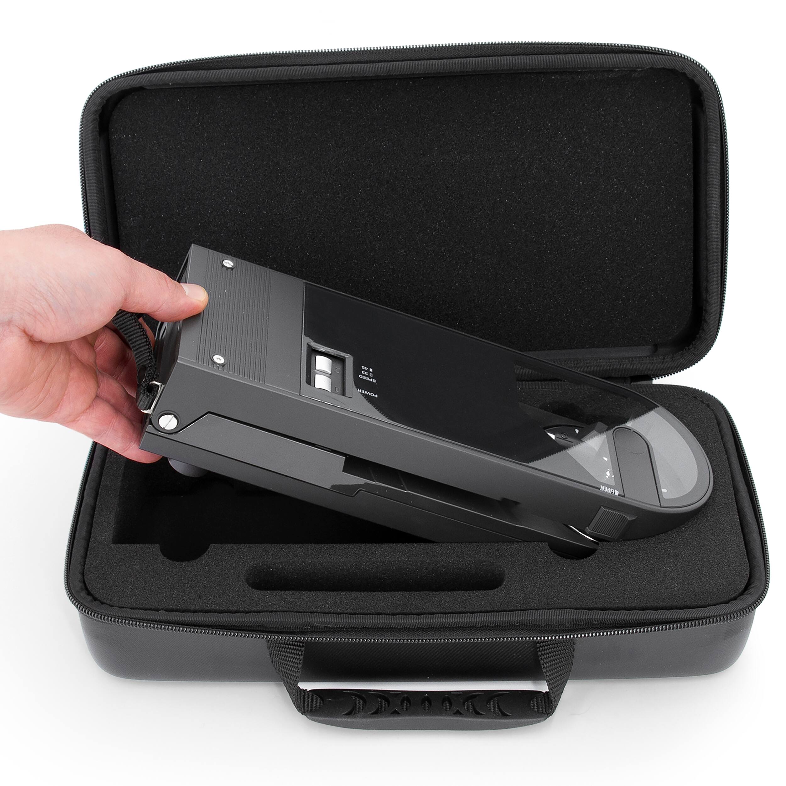 Angle. CASEMATIX - Carry Case Fits Audio Technica Turntable AT-SB727 Sound Burger Record Player Portable Turntable.