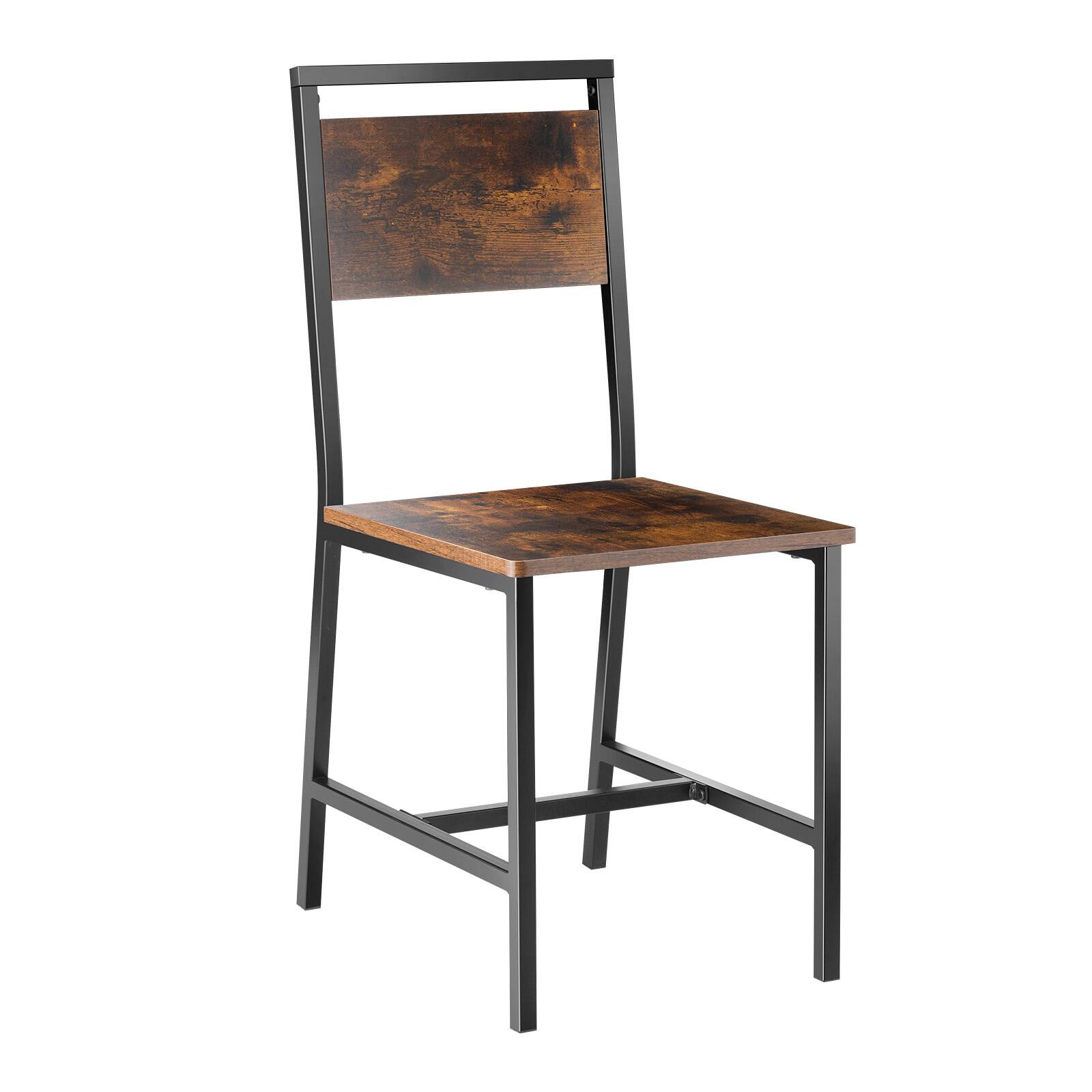 Alt View 5. VEVOR - Dining Chairs Set of 4, Wooden Table Chairs with Metal Frame and Backrest, Easy to Assemble Leather Side Chair - Black+Retro Brown.