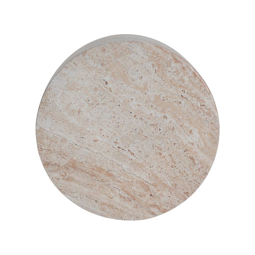 Left. Loheer - Loheer Concrete Side Table Outdoor End Table Travertine Finish Barrel Side Table Lightweight Indoor Outdoor Table - Travertine.