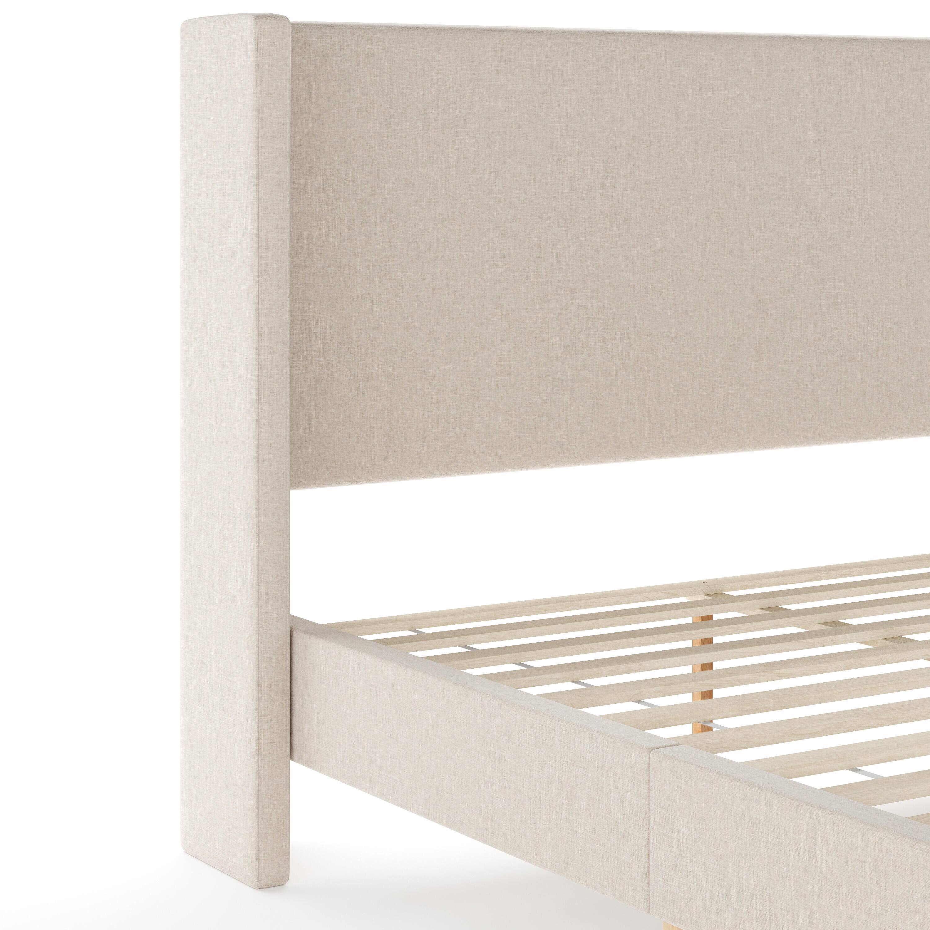Alt View 9. Martha Stewart - Upholstered Platform Bed with Wingback Headboard - Beige.