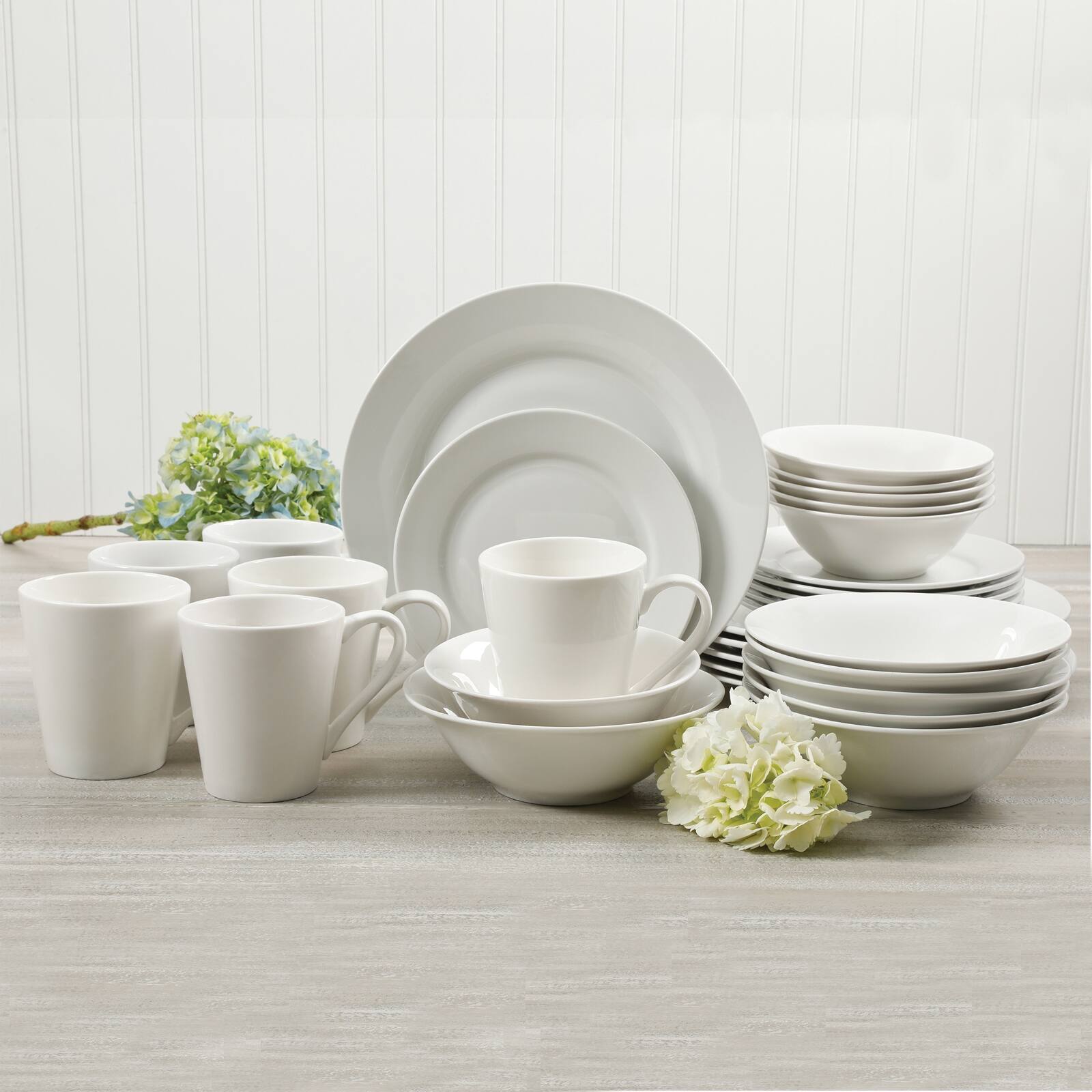 Alt View 1. Gibson - Gibson Home Noble Court 30 Piece Ceramic Dinnerware Set in White - White.