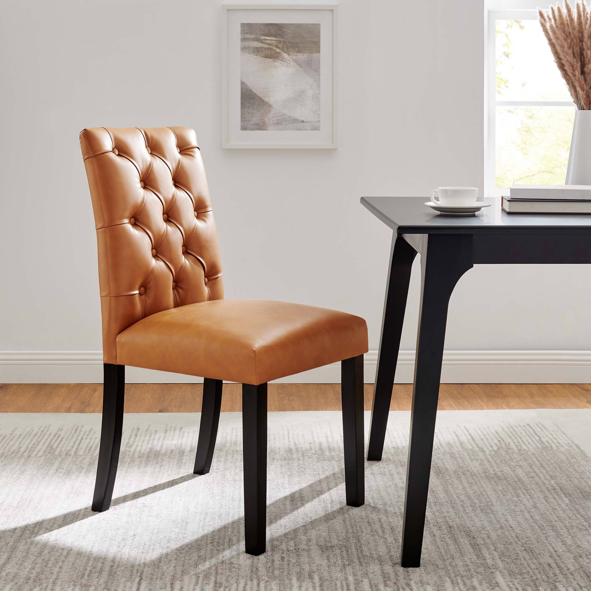 Alt View 3. Modway - Duchess Button Tufted Vegan Leather Dining Chair by Modway - Brown.