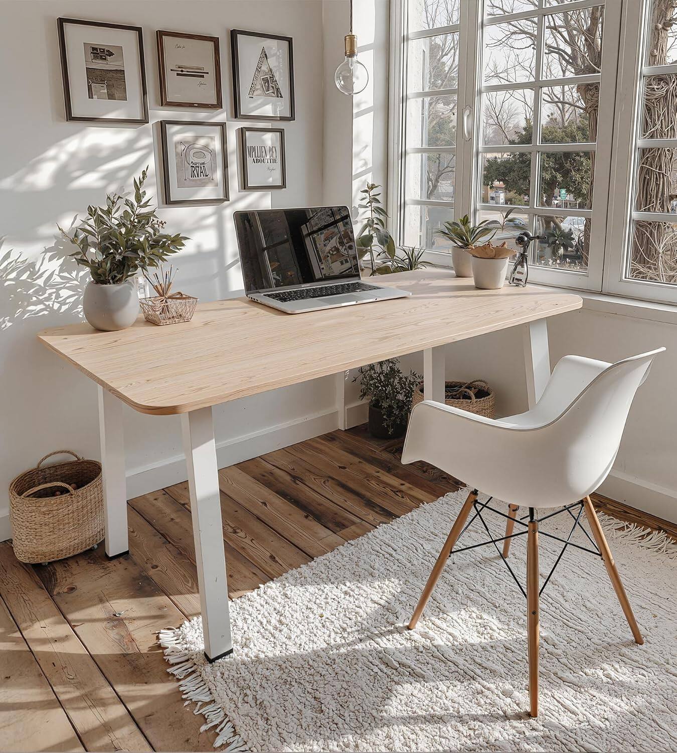 Acanva - Modern Modular Computer Office Desk, Simple Style Small Study Writing Workstation Table for Home & Business, Large - Natural