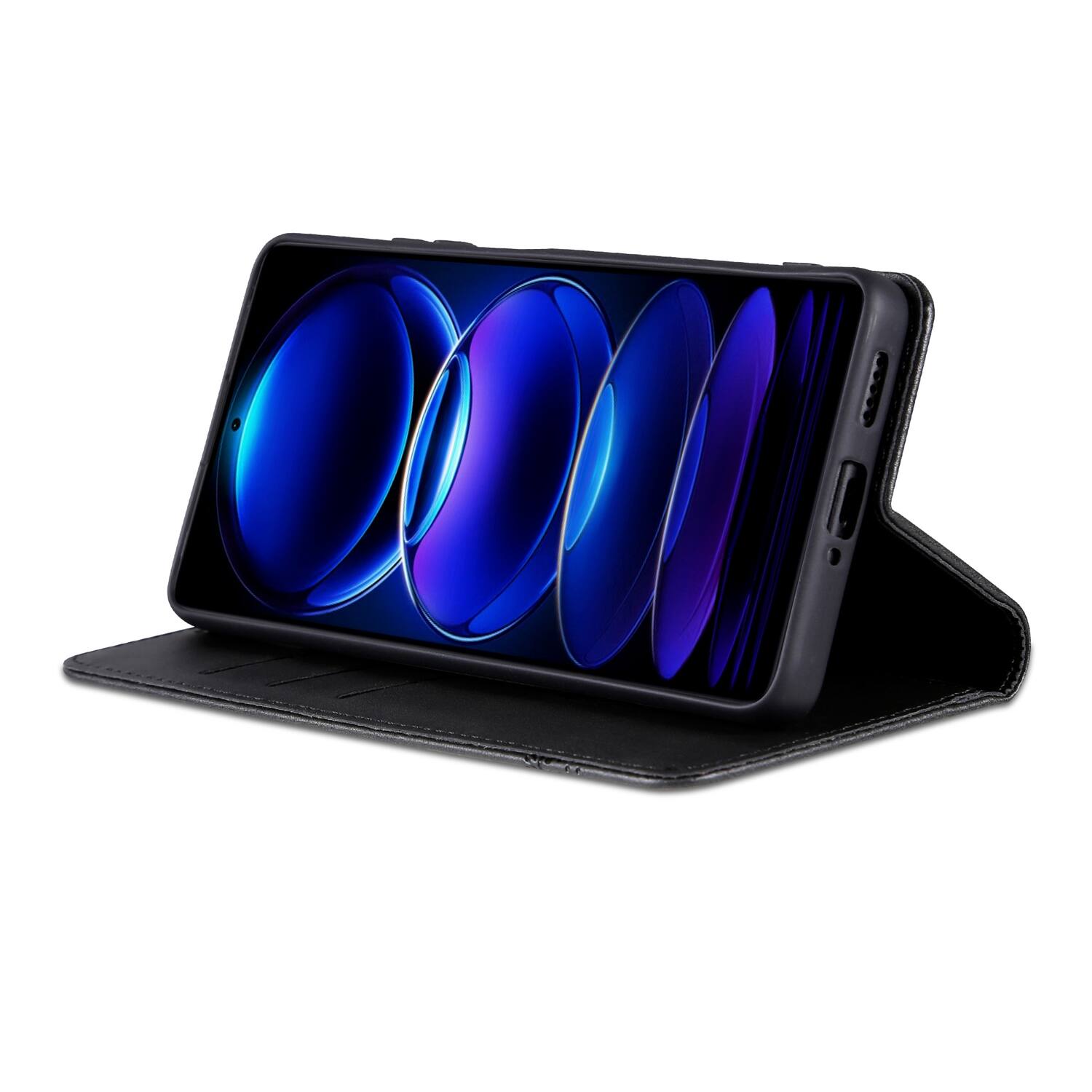 Back. Dteck - PU Leather Flip Wallet Case for Samsung Galaxy A07,Magnetic Closure Card Slots Kickstand Cover,Shock-Absorbing TPU Cover - Black.