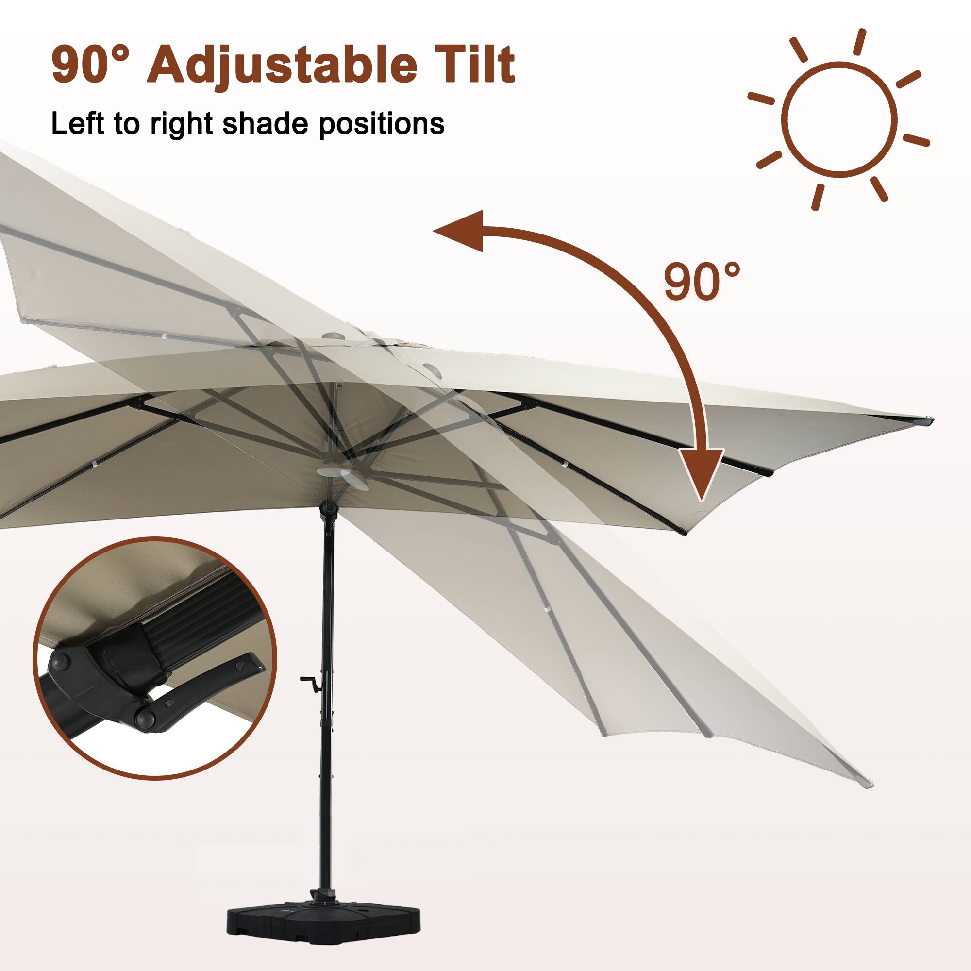 90° Adjustable Tilt  
Left to right shade positions