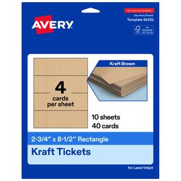 Avery - 2-3/4" x 8-1/2" Rectangle Tickets, Kraft 40ct - Brown
