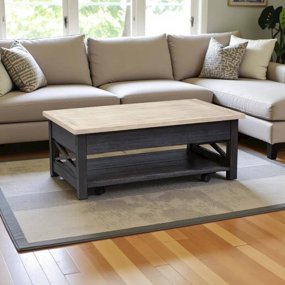 Alt View 3. Starlight Canyon Home - Black Lift Top Cocktail Table – Living Room Center Table and Coffee Table - Black.