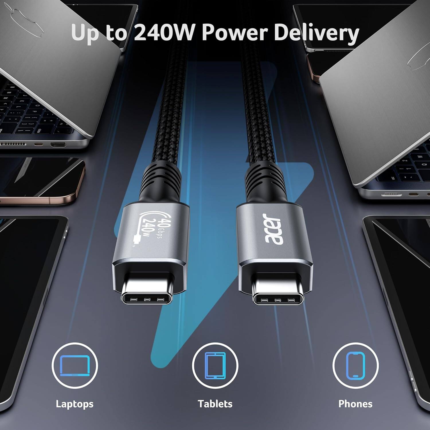 Up to 240W Power Delivery

Laptops Tablets Phones